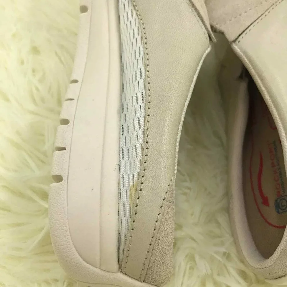 Rockport‎ Shoes Womens 7M Cream Washable Slip On Leather Comfort Sneaker